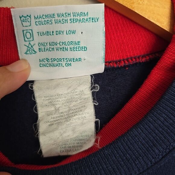 Vintage Cat Kitty Mouse Heart Womens Sweatshirt Grannycore Y2k 90s XL Navy Blue - Picture 5 of 8